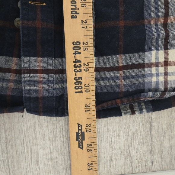 Carhartt Shacket Mens Heavyweight Loose Fit Navy Plaid Cotton Shirt size Large - Picture 4 of 6